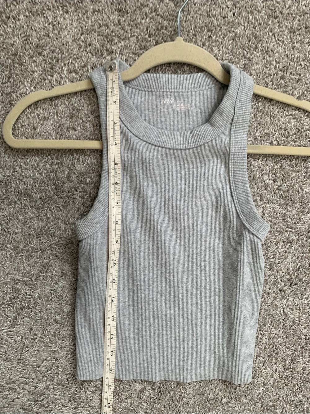 aerie Light Gray Ribbed Crewneck Cropped Tank Top - Picture 6 of 7